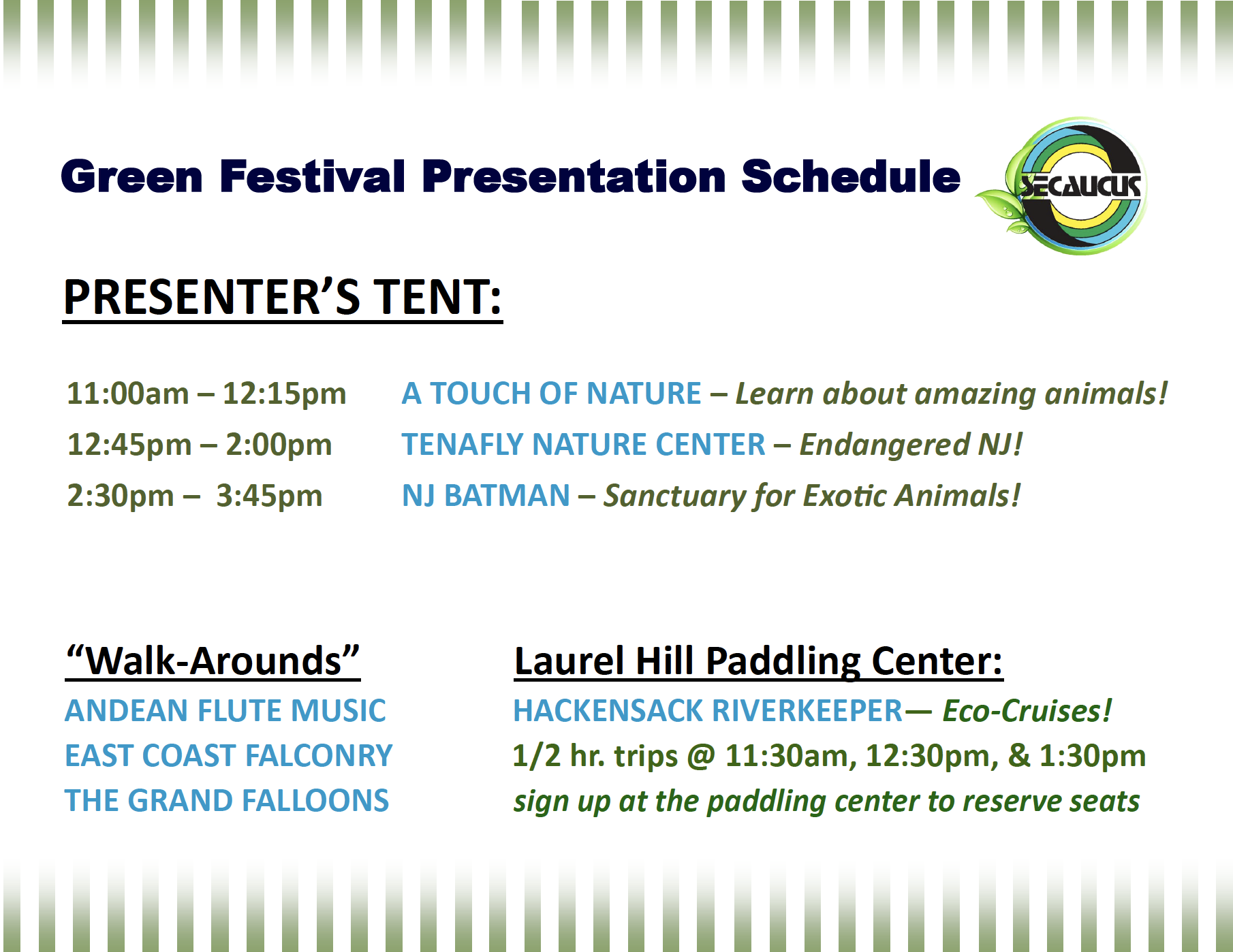 Green Festival Schedule