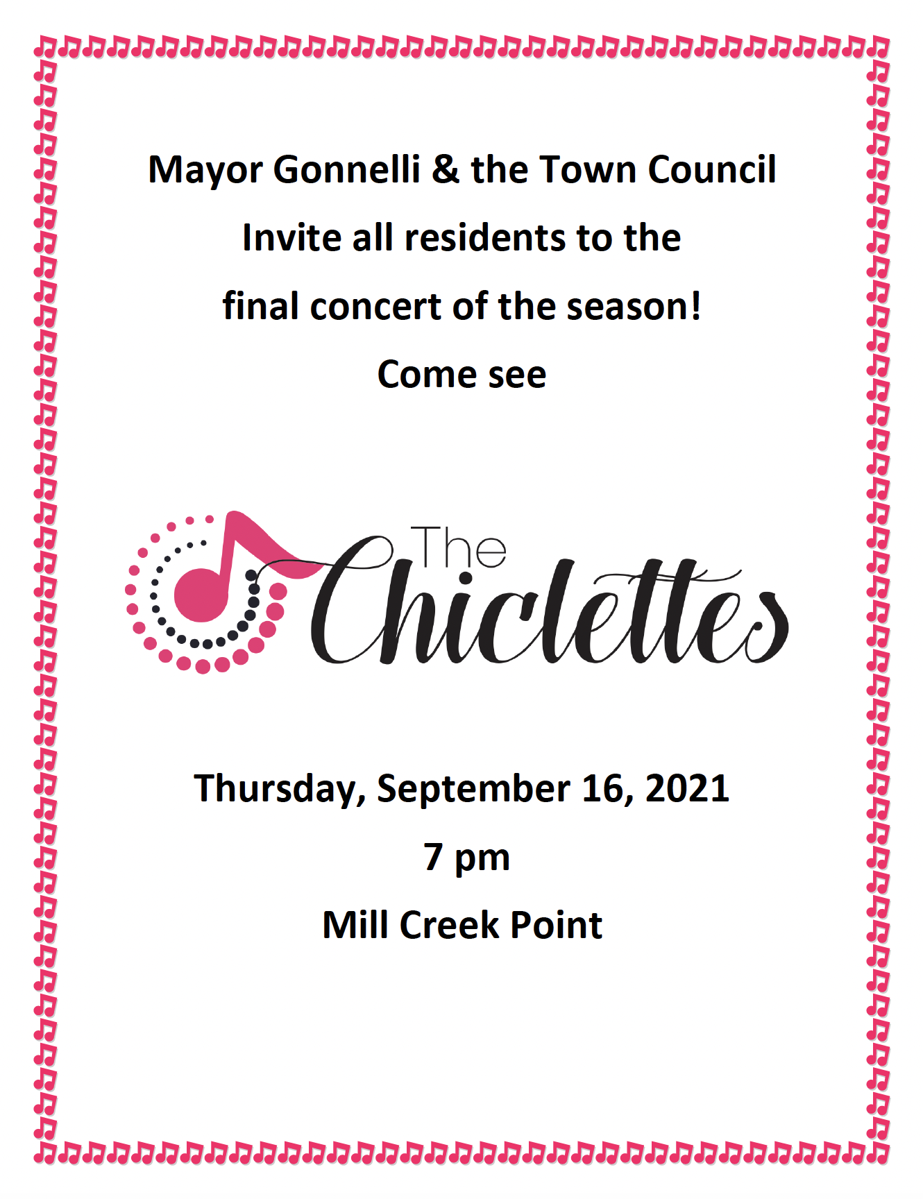 The Chiclettes Concert Flyer