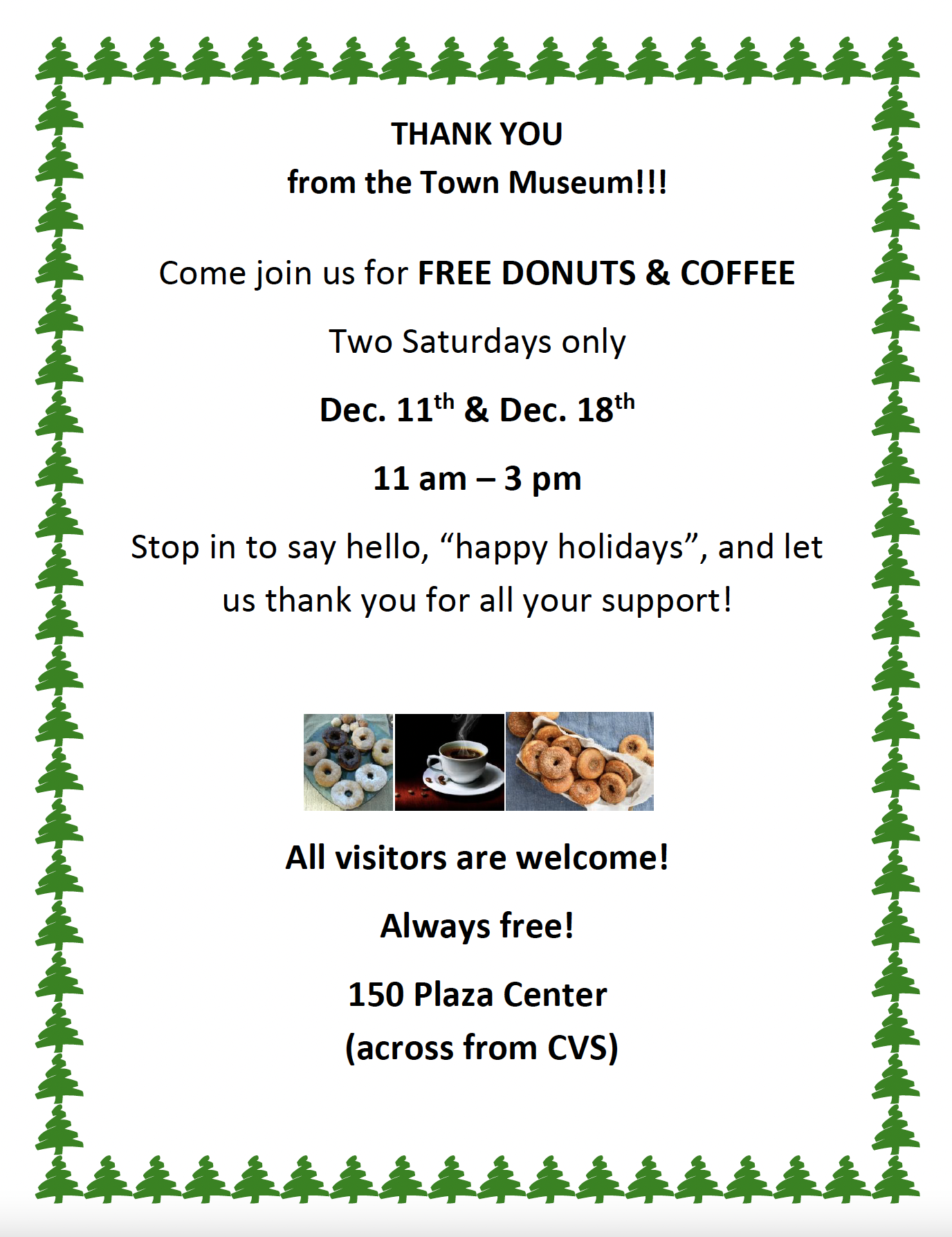 Free Donuts and Coffee at Town Museum flyer