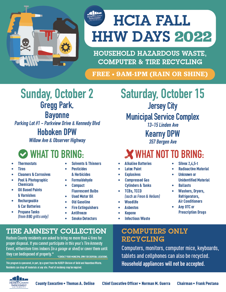 household hazardous waste, computer and tire recycling flyer