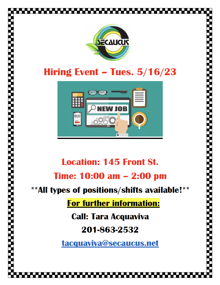 may hiring event flyer